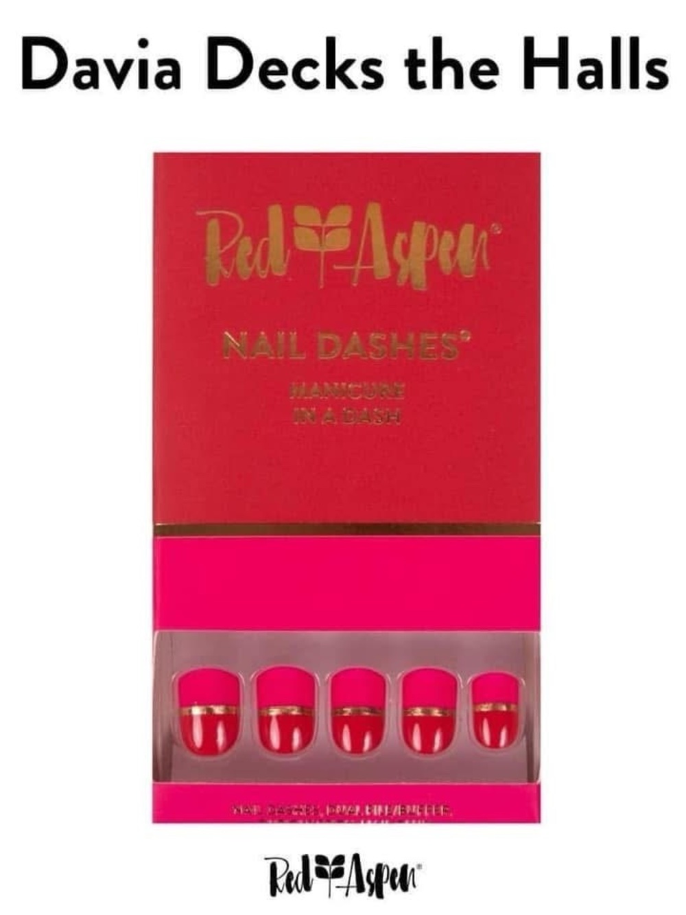 NIB Red Aspen Davia Decks the Halls Press-On Nail Dashes